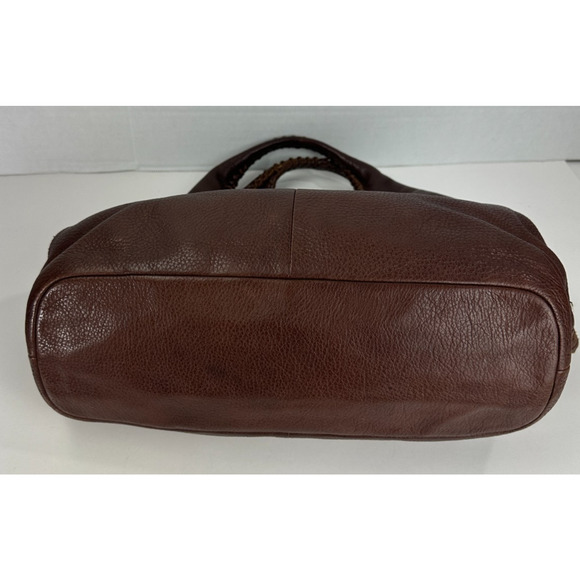 Banana Republic Brown Pebbled Genuine Leather Slouch Hobo Whipstitch Zip Bag - Picture 16 of 16